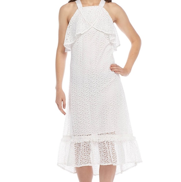 Kaari Blue crochet lace fringe dress NWT medium *Z - Picture 2 of 8